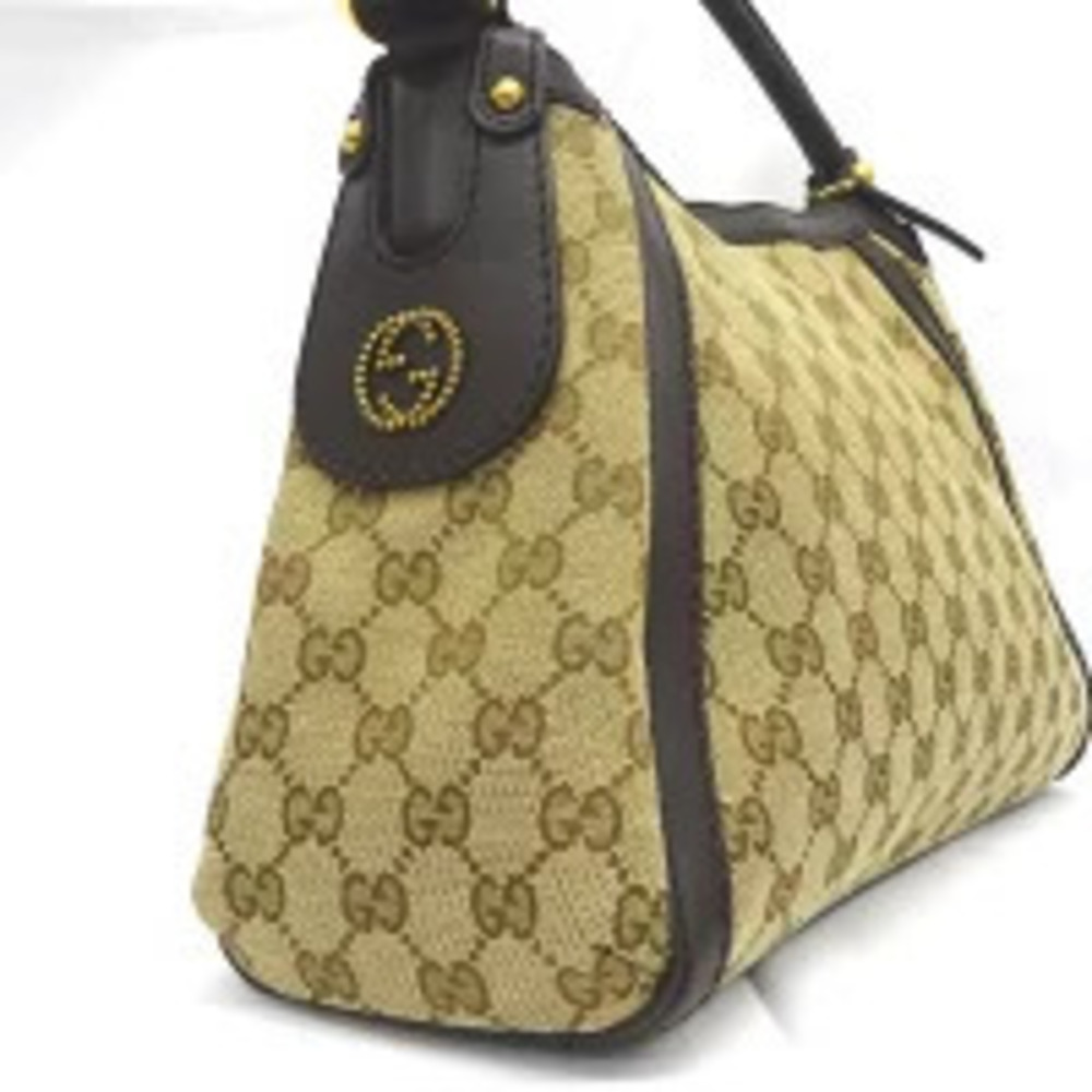 Gucci Beige GG Shoulder Bag Handbag Canvas
